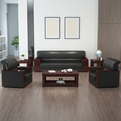 5-Seater Black Office Sofa