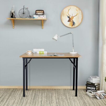Wooden Desk With Metallic Legs