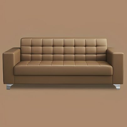 Brown 3 Seater Office Sofa