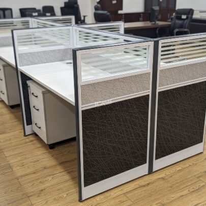 4-seater grey office workstation