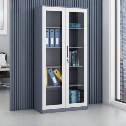 Grey Full Glass Filing Cabinet