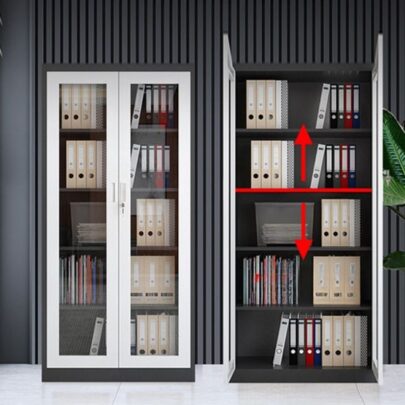 Grey Full Glass Filing Cabinet